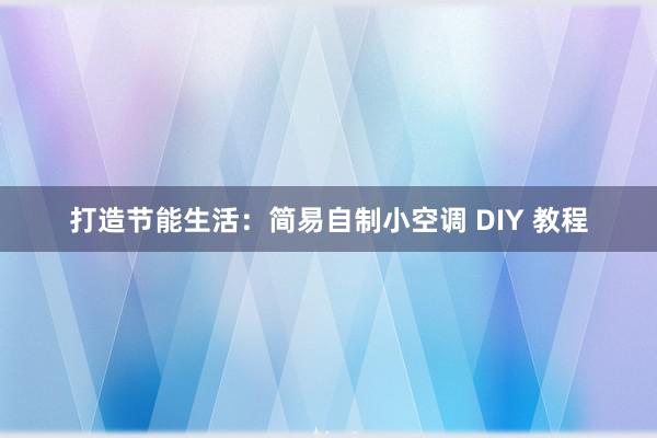 打造节能生活：简易自制小空调 DIY 教程